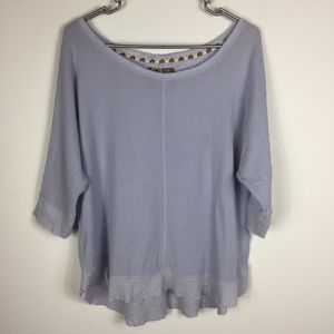 Anthropologie Postage Stamp Purple Blue Ruffle Top